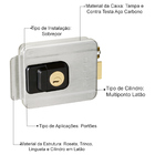 Fechadura Multiponto Sobrepor Elétrica Inox Escovado Com Botão