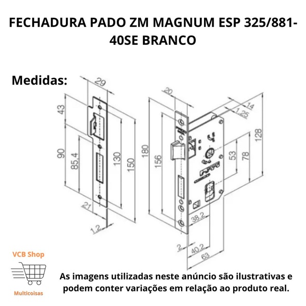 Fechadura Pado Zm Magnum Esp 325/881-40se Branco Porta Abrir