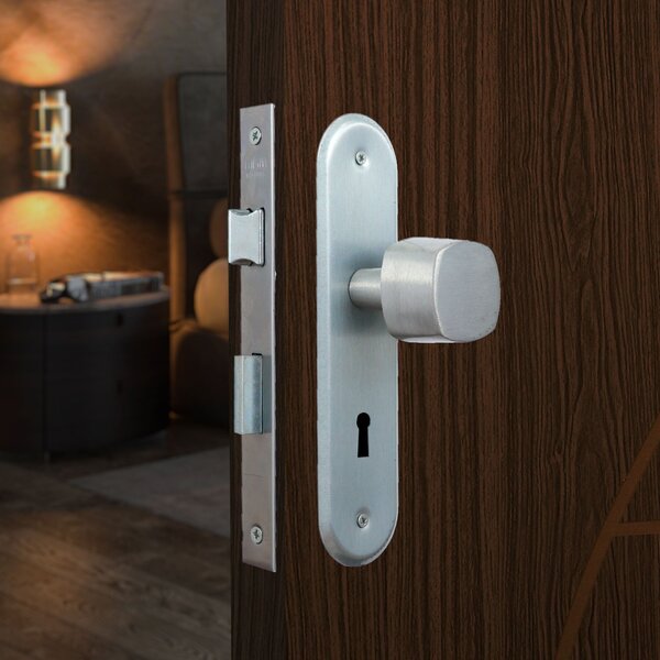 Fechadura Para Area Interna Stilo Bola Espelho Aluminio 40mm