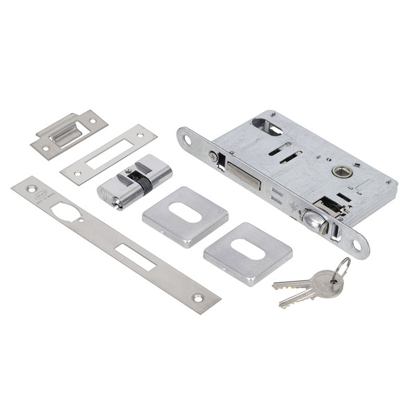 Fechadura para Porta de Entrada 55mm com Roseta Simples Latão Acetinado G10 Ca Ros Imab