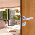 Fechadura para Porta de Entrada Arouca Quadra Z Escovado 40mm Aço Inox Chave Simples