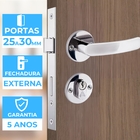 Fechadura Para Porta Externa Perfil Redondo Aço Inox Polido C