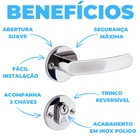 Fechadura Para Porta Externa Perfil Redondo Aço Inox Polido C