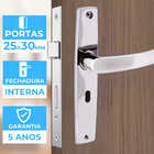 Fechadura Para Porta Interna Aço Inox Polido Cromado + Dobrad