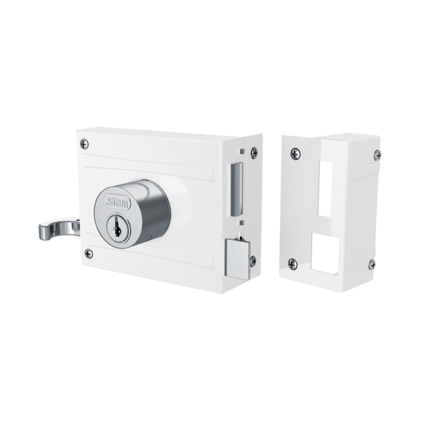 Fechadura Para Portão Sobrepor 701/80 Stam Branca 2 Chaves Branco