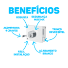 Fechadura Para Portão Sobrepor 701/80 Stam Branca 2 Chaves Br