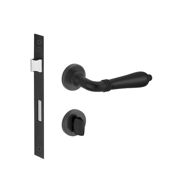 Fechadura Porta Banheiro Lily Preta Preto Fosco 55mm Classic