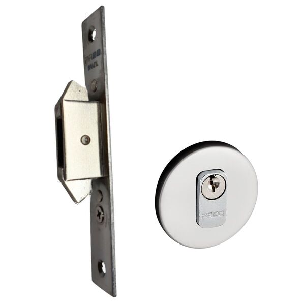 Fechadura Porta De Correr Trava Bico Duplo Pado Inox Polido