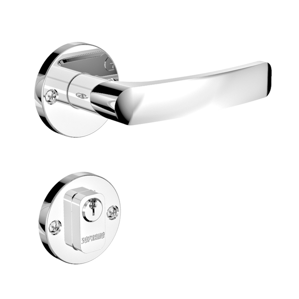 Fechadura para Porta de Entrada Cromado 40mm Comum com Roseta Pali Soprano