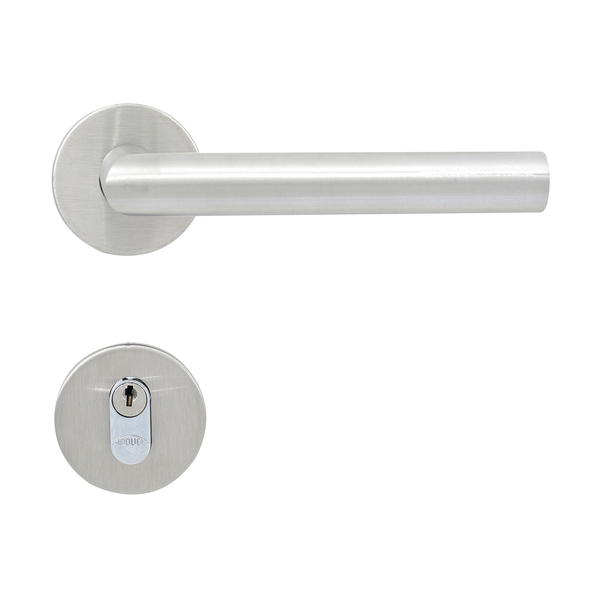 Fechadura para Porta de Entrada Escovado 55mm Comum com Roseta Elle Arouca