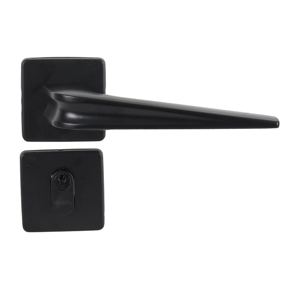 Fechadura para Porta de Entrada Preto 55mm Comum com Roseta Chevron Arouca