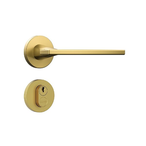 Fechadura Porta Externa Dourada Gold Stam Redonda 40mm Classic
