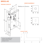 Fechadura Quadrada 5,5 X 12,7 Cromado Para Porta De Madeira