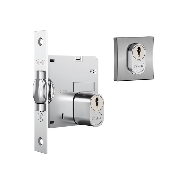 Fechadura Rolete Para Porta Pivotante 1005 Roseta Quadrada Cr