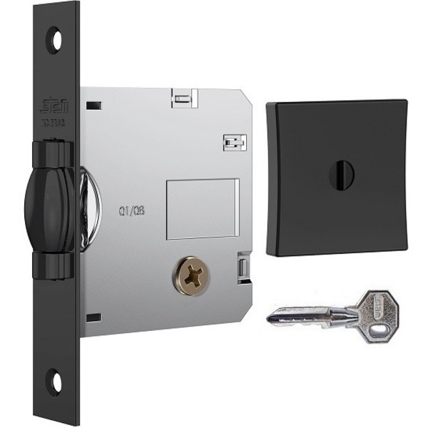 Fechadura Rolete Pivotante Stam 1005 Preta Tetra Quadrada 45