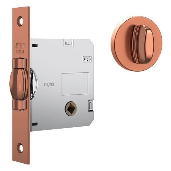 Fechadura Rolete Porta Banheiro Wc Pivotante Stam 1025 Rosê