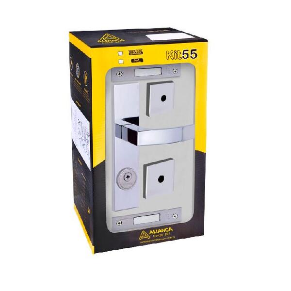 Fechadura Tetra Quadratta Curva 3x1 Espelho 55mm Cromado Alia