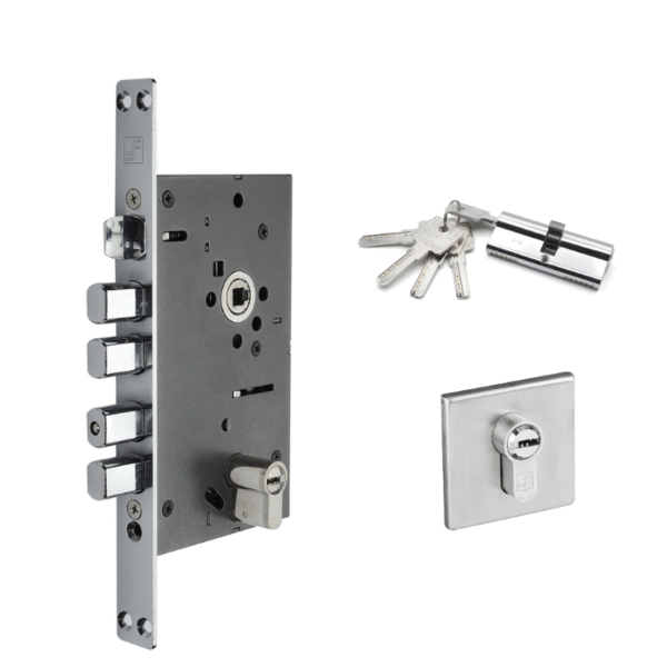 Fechadura Uso Com Maçaneta Com Euro Cilindro 7cm E Roseta Par