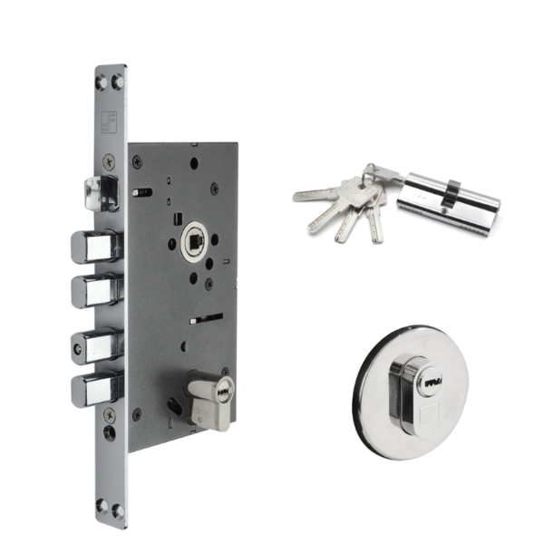 Fechadura Uso Com Maçaneta Com Euro Cilindro 7cm E Roseta Par