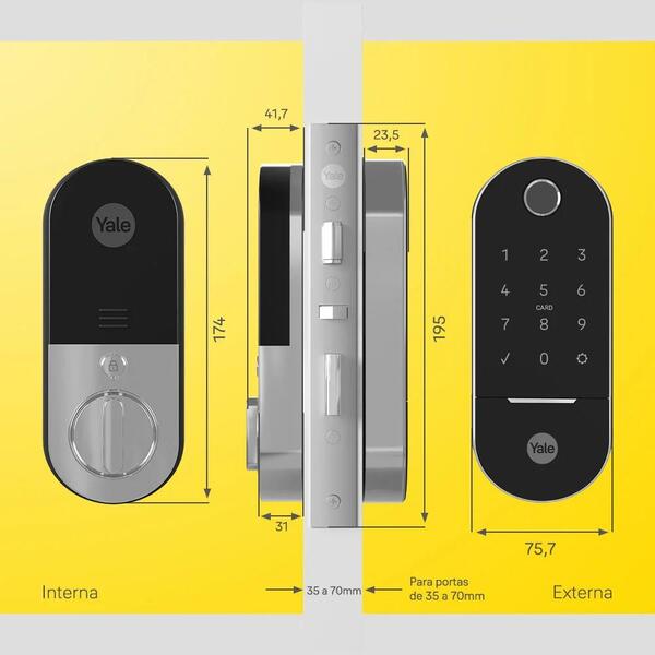 Fechadura Yale Lia Digital Embutir Preta E Cromada Externa Ip55