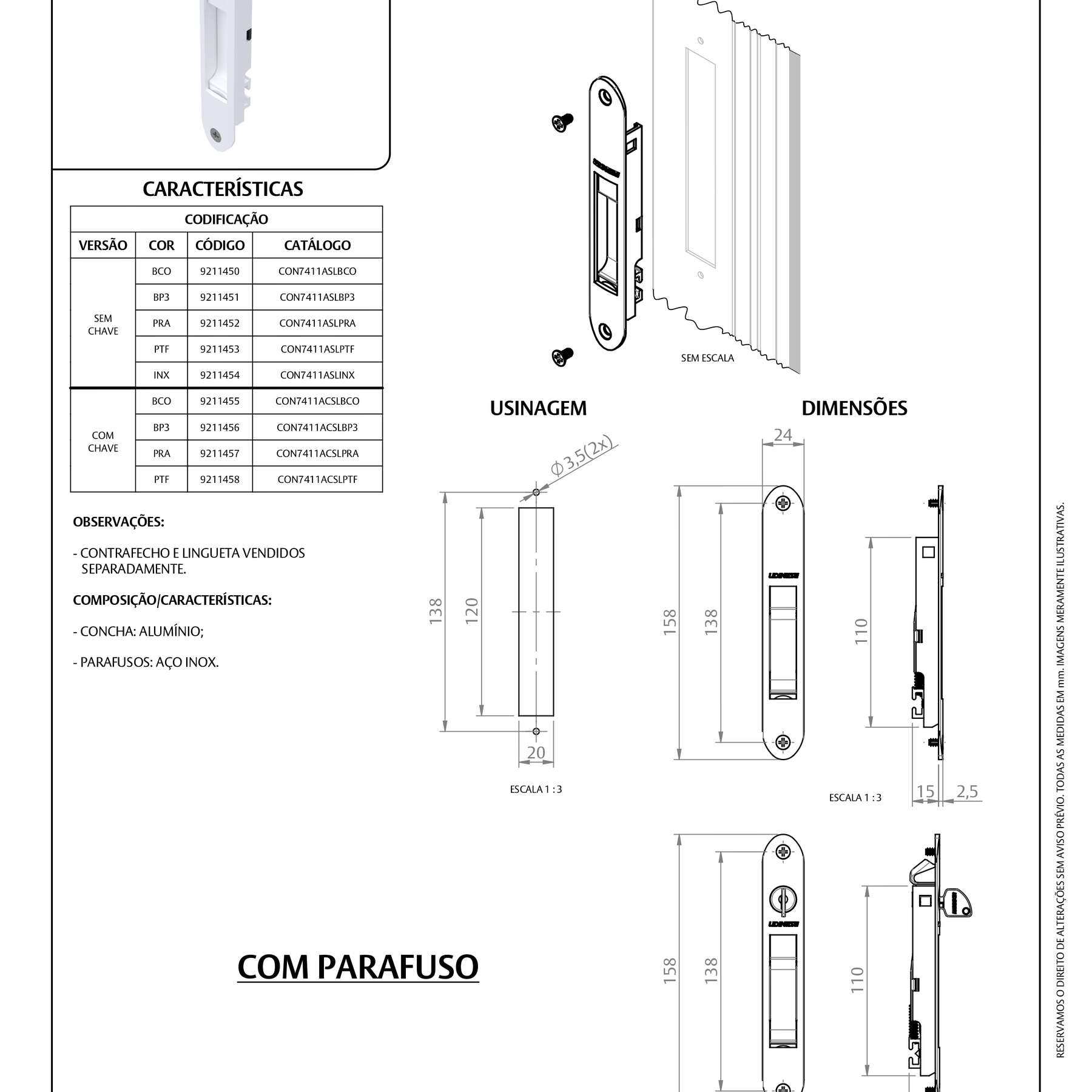 Fecho Concha C/chave Udinese Preto Janela Porta Fechadura | Leroy