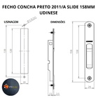 Fecho Concha Preto 2011/a Slide 158mm Janela Porta Aluminio U