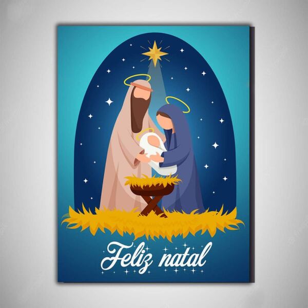 Feliz Natal Quadro Religioso Mdf 30x20cm Quadro Decorativo