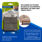 Feltro Cinza Auto Adesivo Quadrado 38x38x3mm 24un