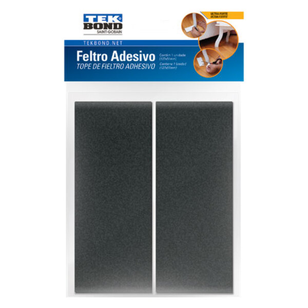 Feltro Protetor Retangular Preto 127x51mm Tekbond 2 unidades