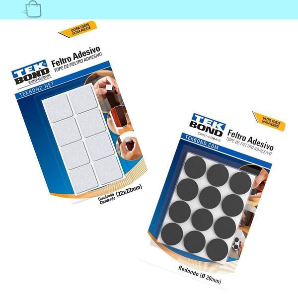 Feltro Quad.22mm Branco C40 E Red.20mm Preto C12 Cartela C52