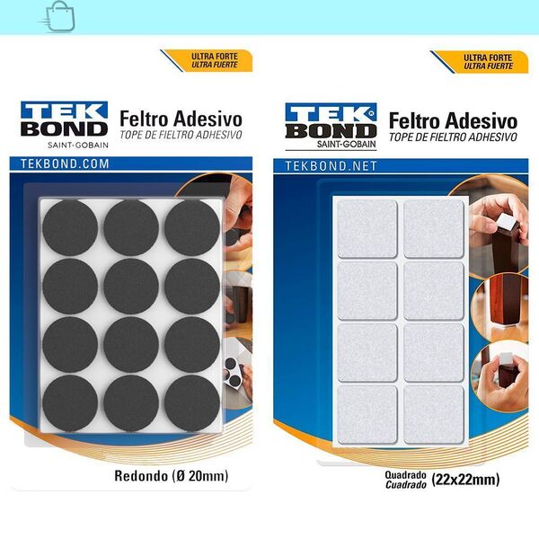 Feltro Quad.22mm Branco C8 E Red.20mm Preto C12 Cartela C20