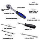 Ferramenta Chave Catraca Reversível Soquetes Allen 46 Peças