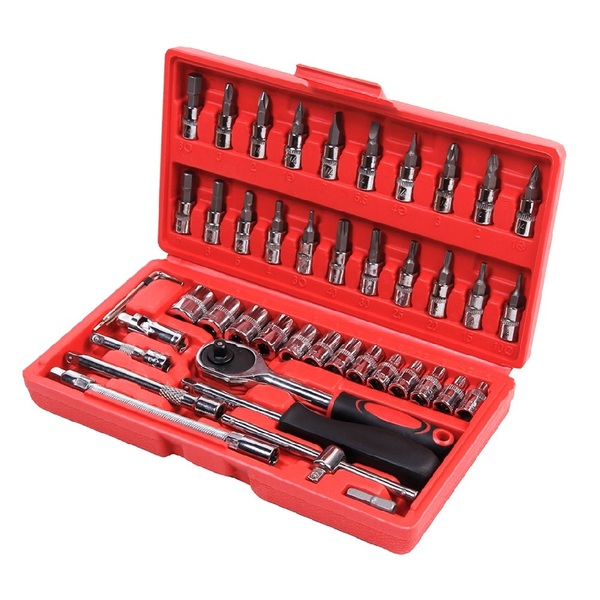 Ferramenta Chave Catraca Reversível Soquetes Allen 46 Peças