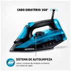 Ferro A Vapor Mondial 2000w Preto E Azul F-53 - 220 Volts