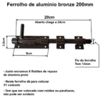 Ferrolho De Alumínio Bronze 200mm