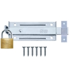 Ferrolho Trinco Tarjeta Fecho Chato 10cm + Cadeado 25mm Para