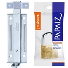 Ferrolho Trinco Tarjeta Fecho Chato 10cm + Cadeado 25mm Para