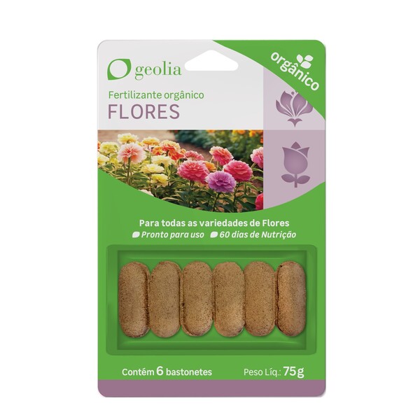 Fertilizante para Flores Orgânico Sólido 75g Geolia