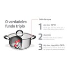 Fervedor Duo Silicone Em Aco Inox Fundo Triplo Com Cabo De Si