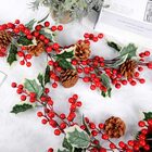 Festão Azevinho Fruta Pinha Natal 190cm Enfeite Decoração