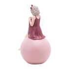 Figura Boneca Com Bola Wolff De Resina Rosa 17,5cm