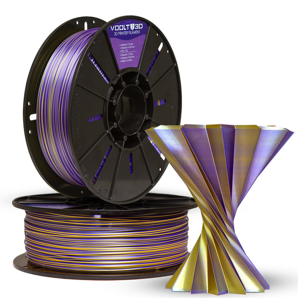 Filamento Pla Duo Color Lilás E Dourado V-silk - 1kg 3d