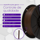 Filamento Pla Marrom Velvet Premium 1kg, Com Efeito Fosco, 1,