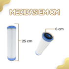 Filtro Agua 9 3/4 Ponto Uso Pou 2 Refil Plissado Lavável 1/2"