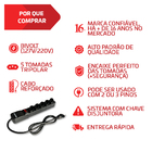 Filtro de Linha Dps Extensão Régua 5 Tomadas Bivolt PT-605 Pr