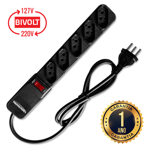 Filtro de Linha Dps Extensão Régua 5 Tomadas Bivolt PT-605 Pr