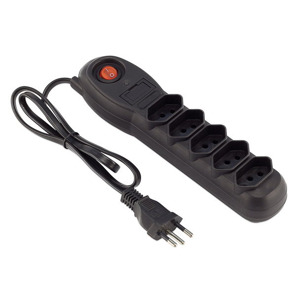 Filtro De Linha Force Line Slim Bivolt 5 Tomadas Preto