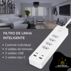 Filtro De Linha Inteligente Wi-fi Novadigital Usb Tipo C