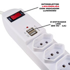 Filtro Linha 6 Tomadas E 2 Entradas Usb - Wi251 - Multilaser