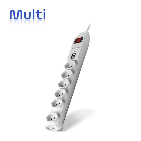 Filtro Linha 6 Tomadas E 2 Entradas Usb - Wi251 - Multilaser